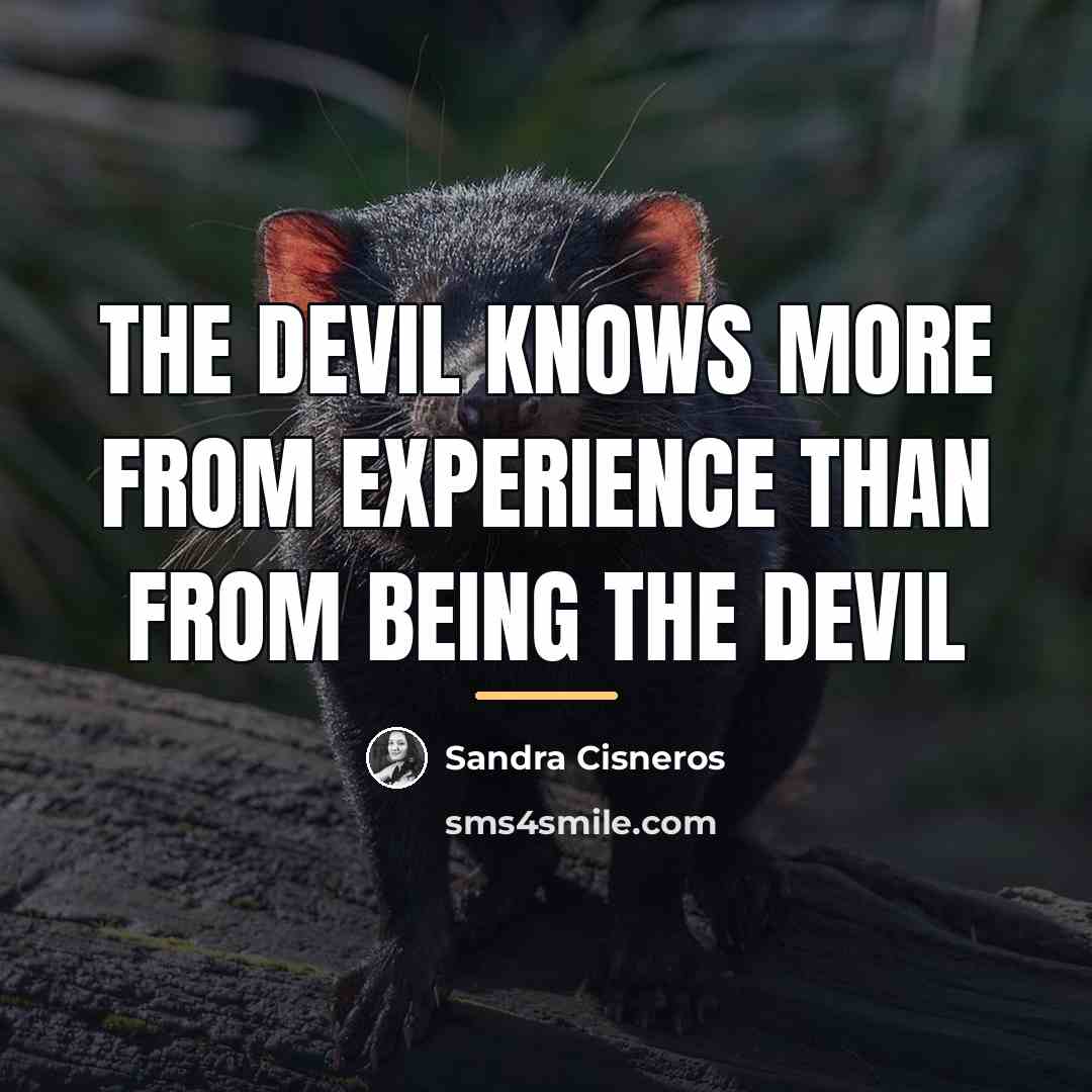“The devil knows more from experience than from being the…” quote by Sandra Cisneros