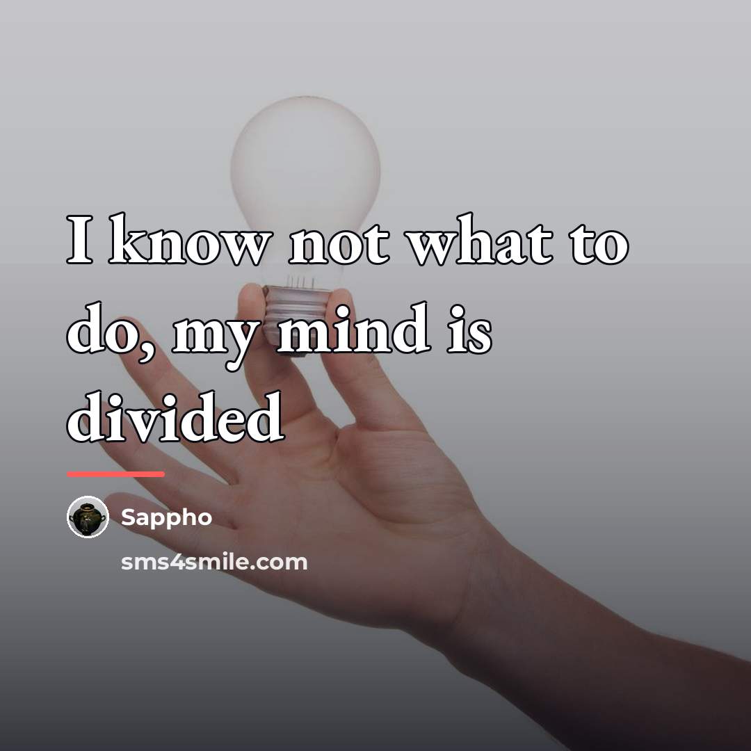 “I know not what to do, my mind is divided…” quote by Sappho