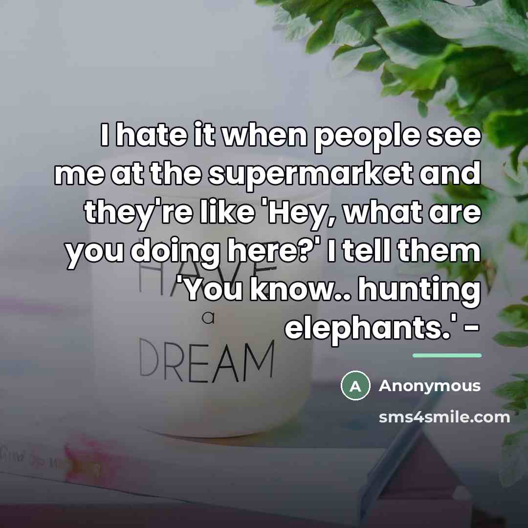“I hate it when people see me at the supermarket…” quote by Anonymous