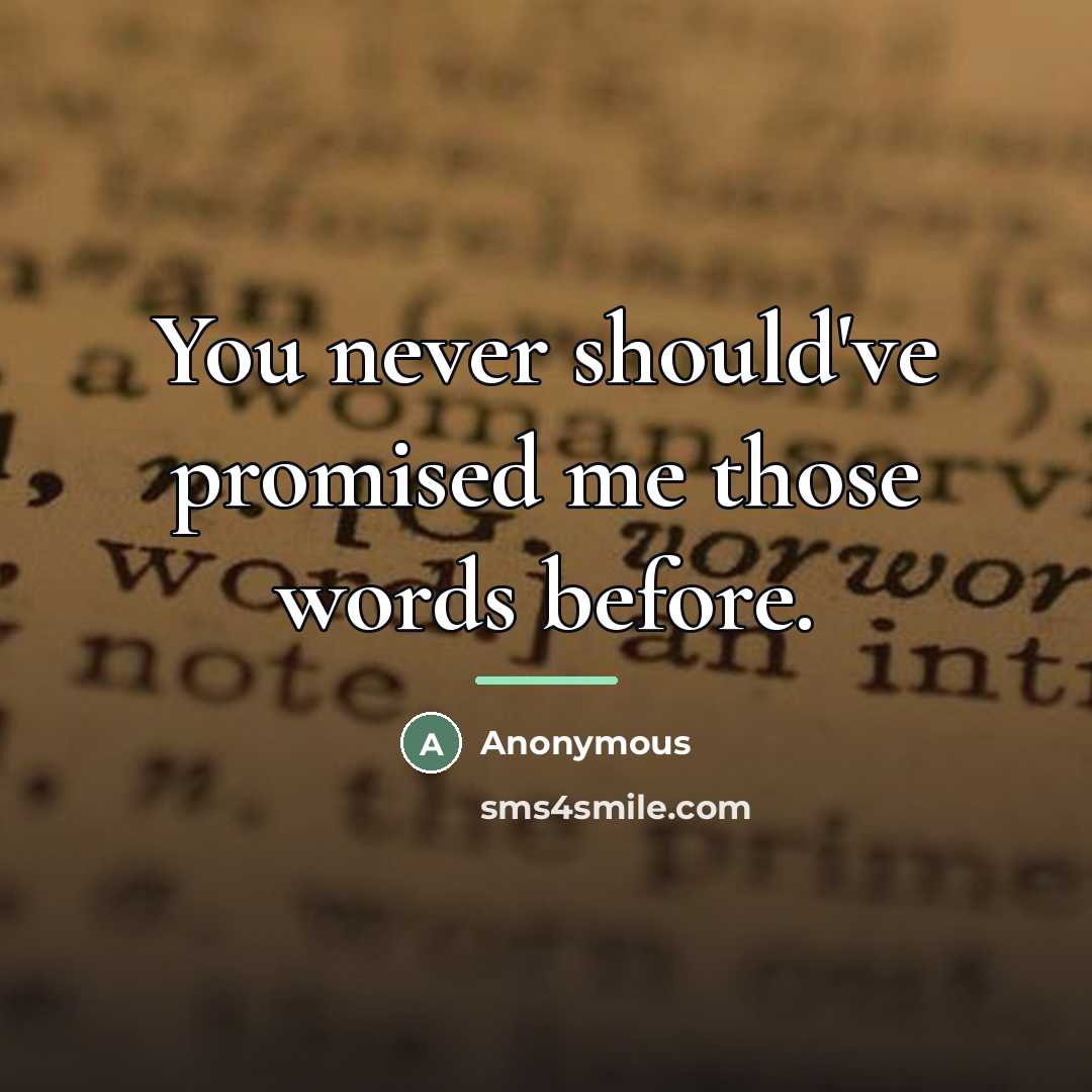“You never should've promised me those words before.…” quote by Anonymous