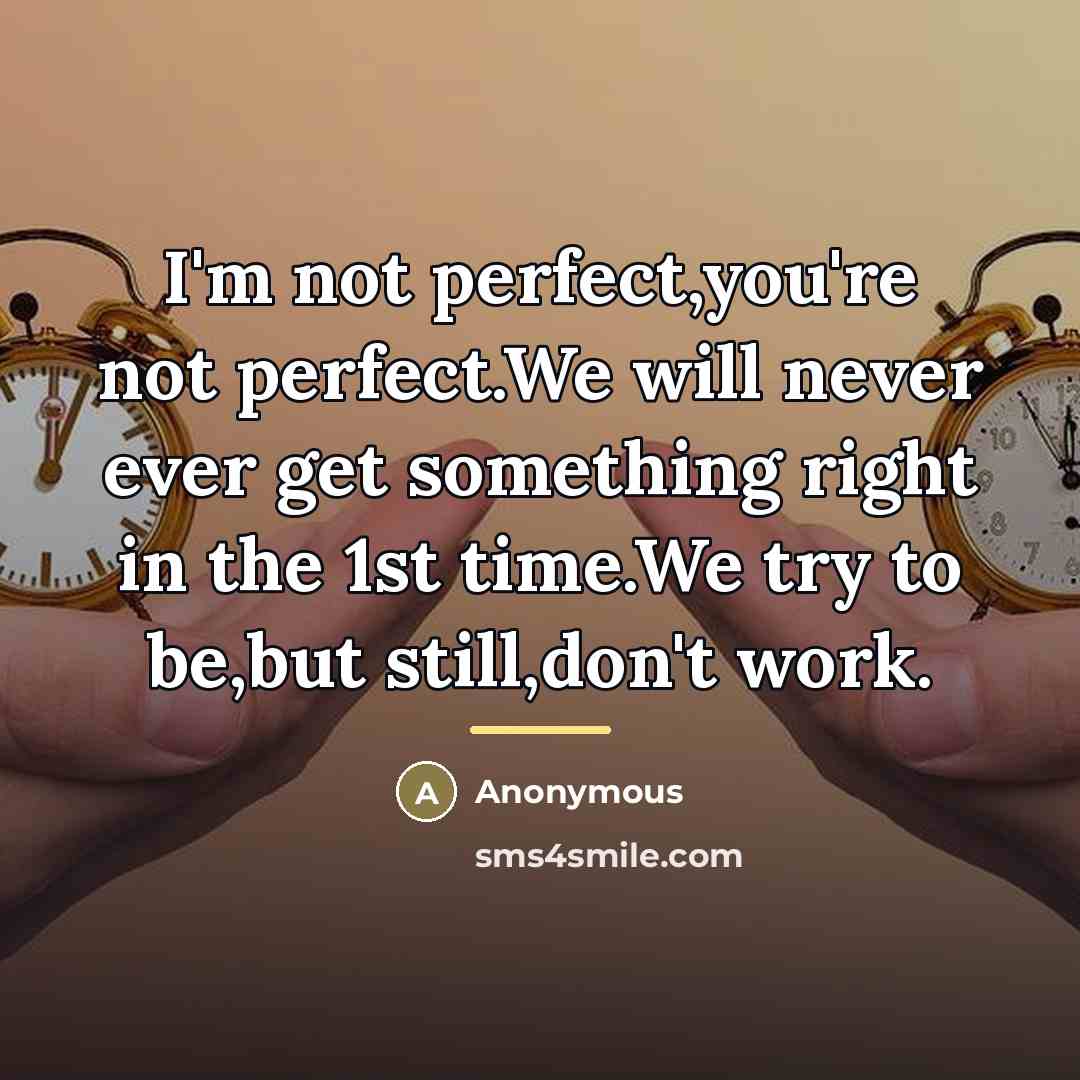 “I'm not perfect,you're not perfect.We will never ever get something…” quote by Anonymous