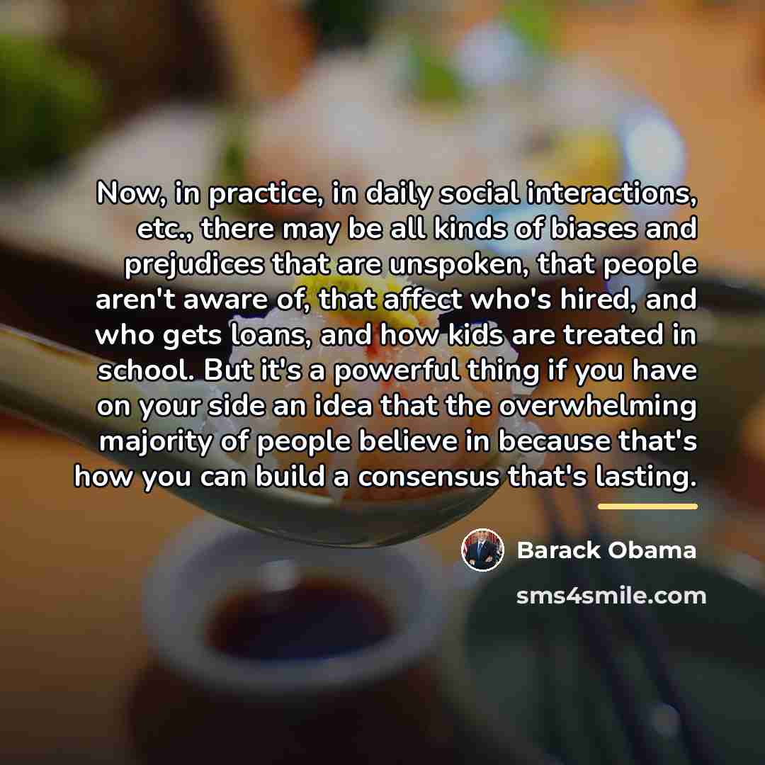 “Now, in practice, in daily social interactions, etc., there may…” quote by Barack Obama