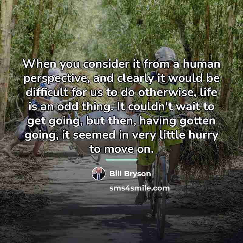 “When you consider it from a human perspective, and clearly…” quote by Bill Bryson