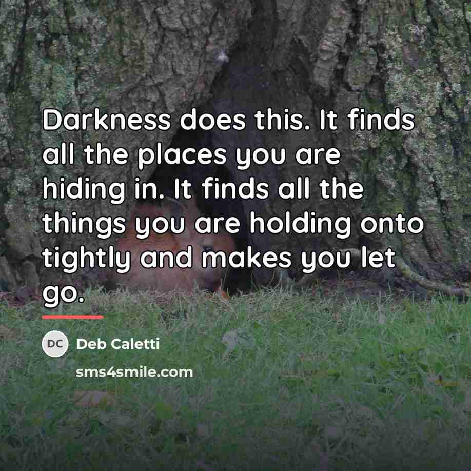 “Darkness does this. It finds all the places you are…” quote by Deb Caletti