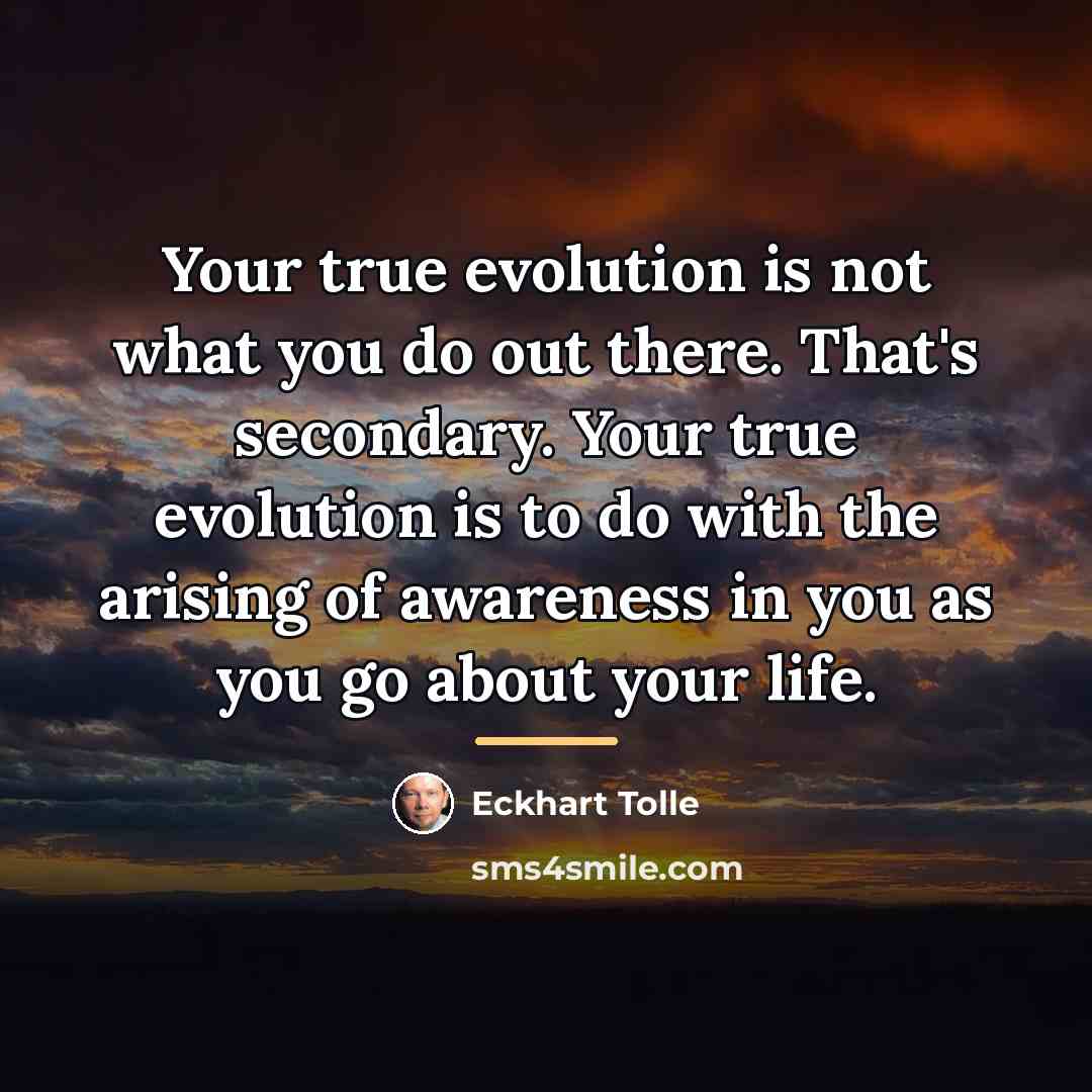 “Your true evolution is not what you do out there.…” quote by Eckhart Tolle