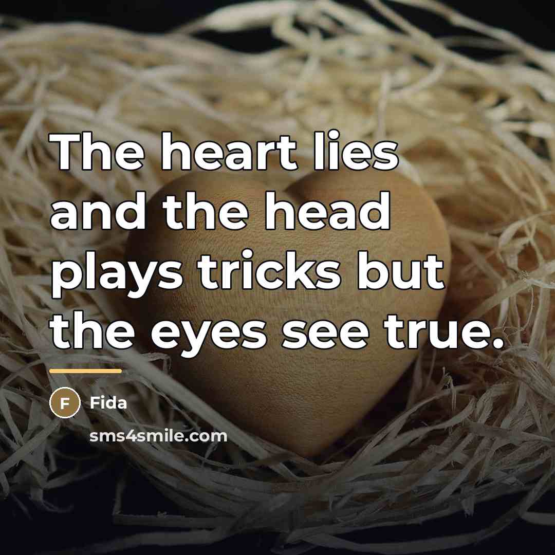 “The heart lies and the head plays tricks but the…” quote by Fida