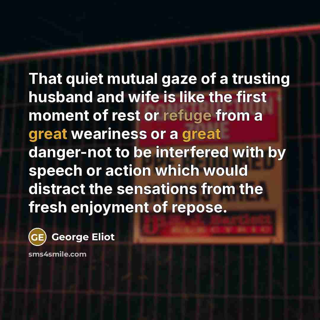 “That quiet mutual gaze of a trusting husband and wife…” quote by George Eliot