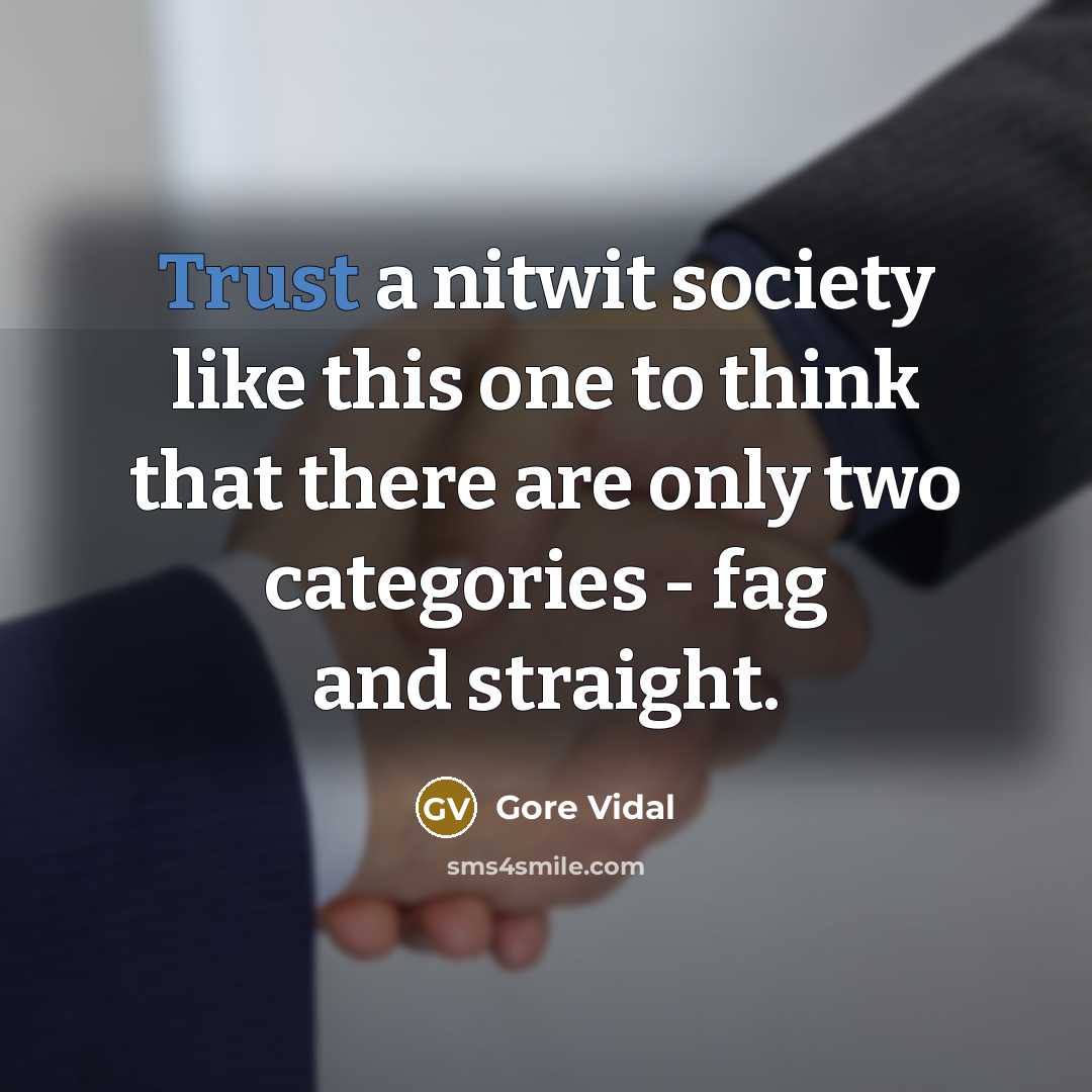 “Trust a nitwit society like this one to think that…” quote by Gore Vidal