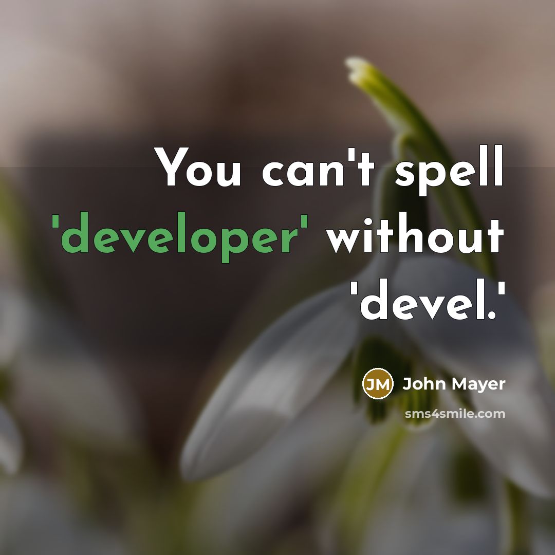 “You can't spell 'developer' without 'devel.'” quote by John Mayer