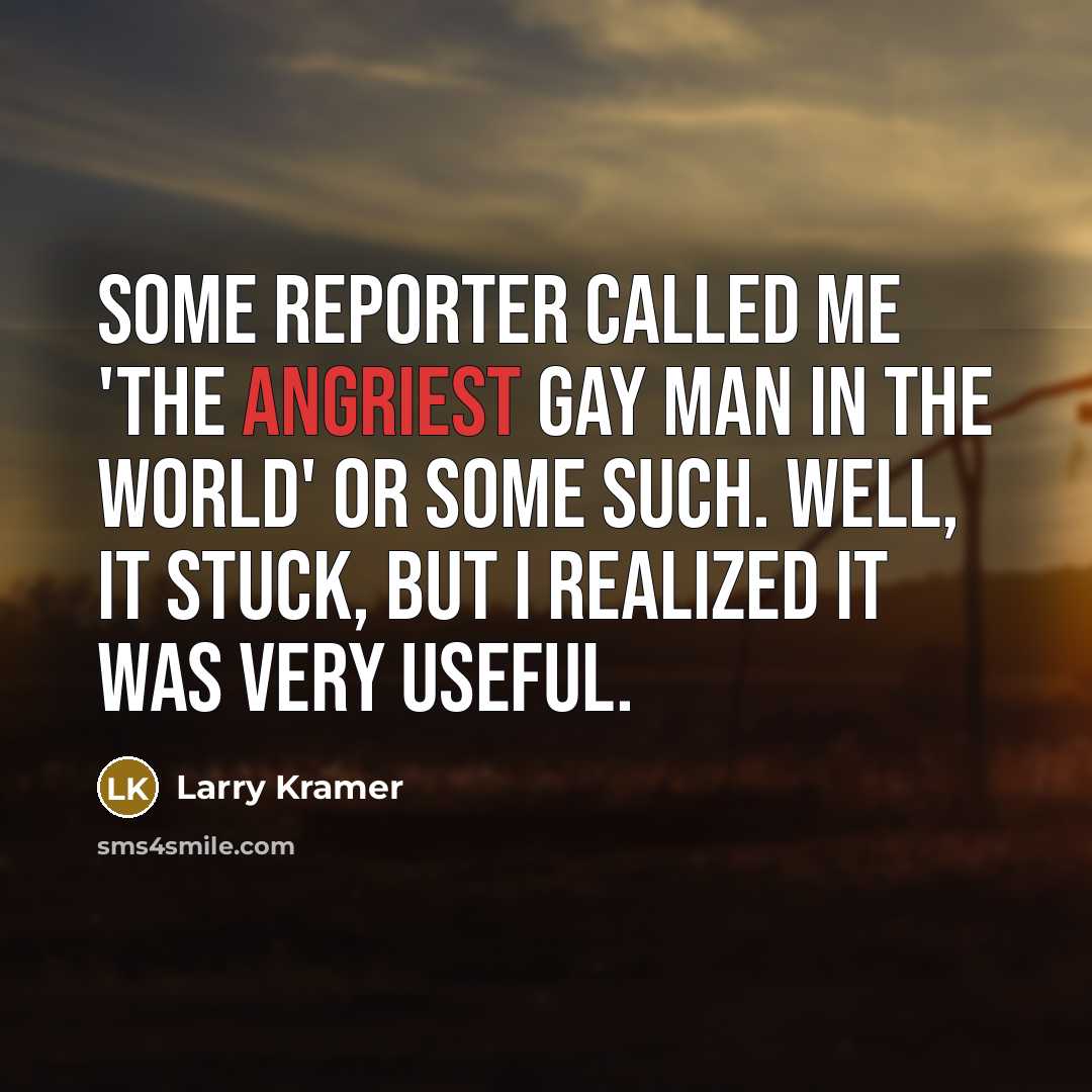 “Some reporter called me 'the angriest gay man in the…” quote by Larry Kramer