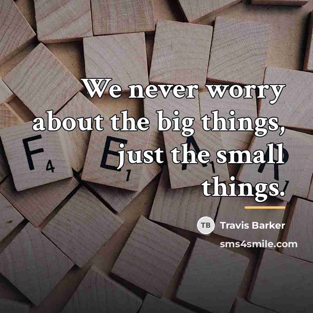 “We never worry about the big things, just the small…” quote by Travis Barker
