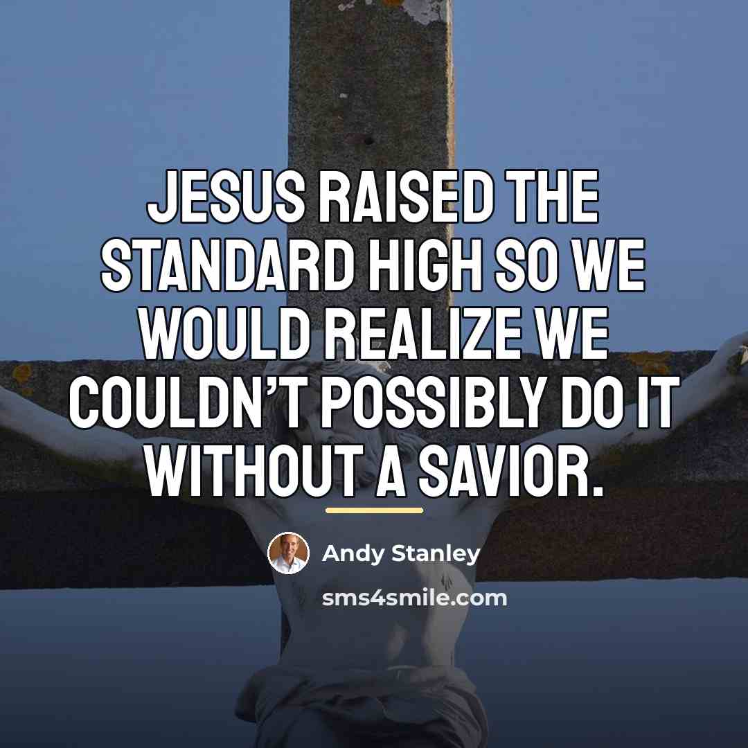 “Jesus raised the standard high so we would realize we…” quote by Andy Stanley