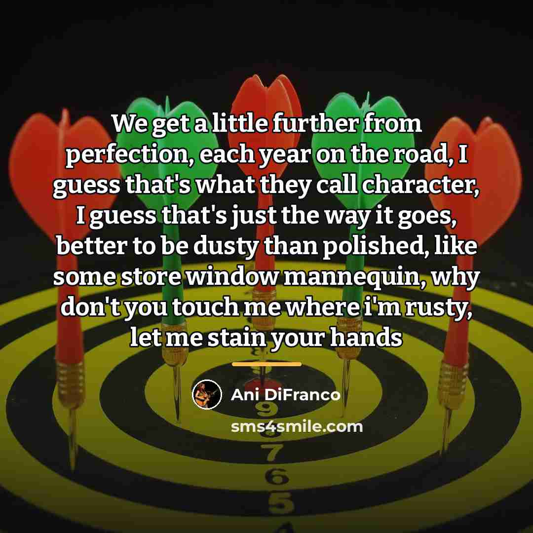 “We get a little further from perfection, each year on…” quote by Ani DiFranco