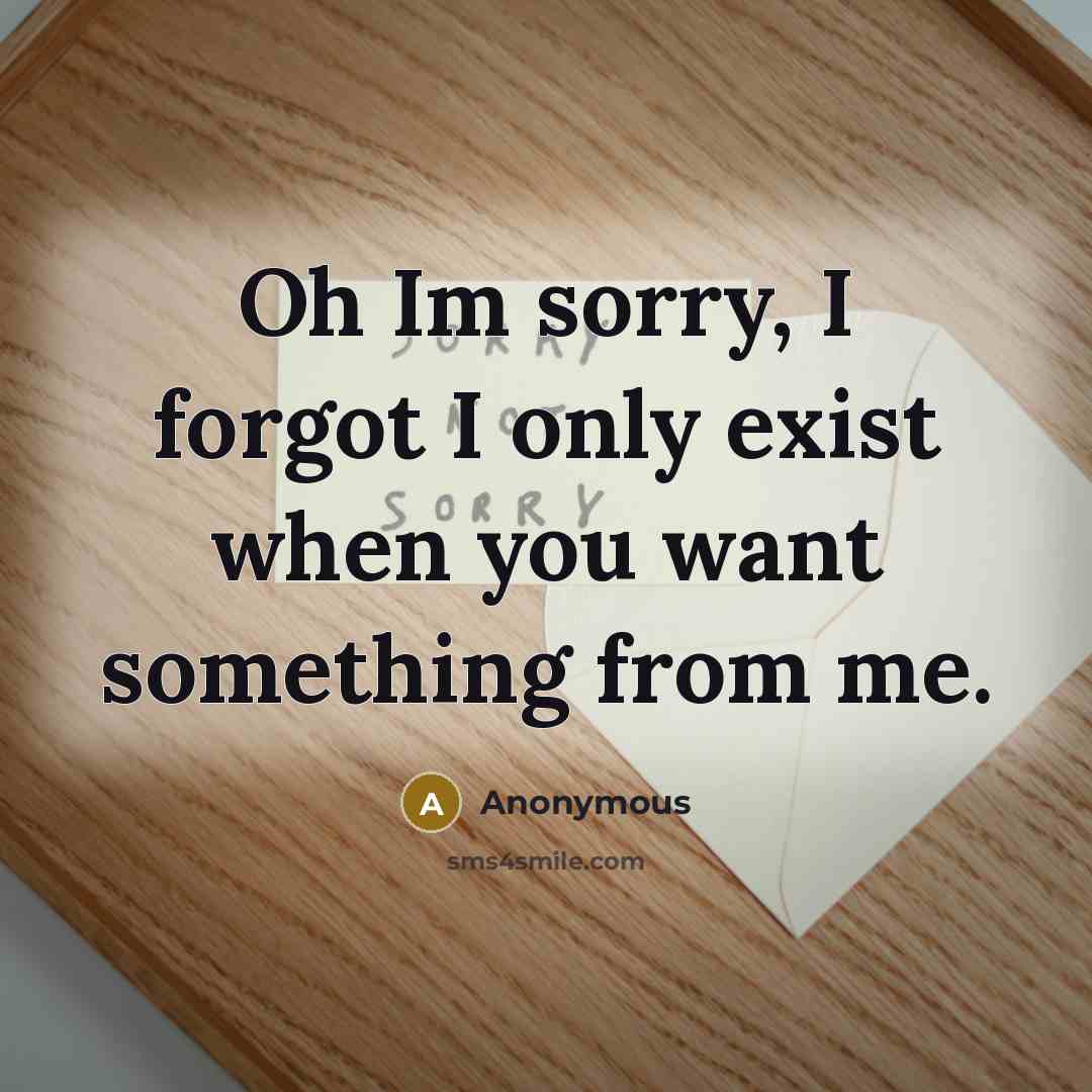 “Oh Im sorry, I forgot I only exist when you…” quote by Anonymous