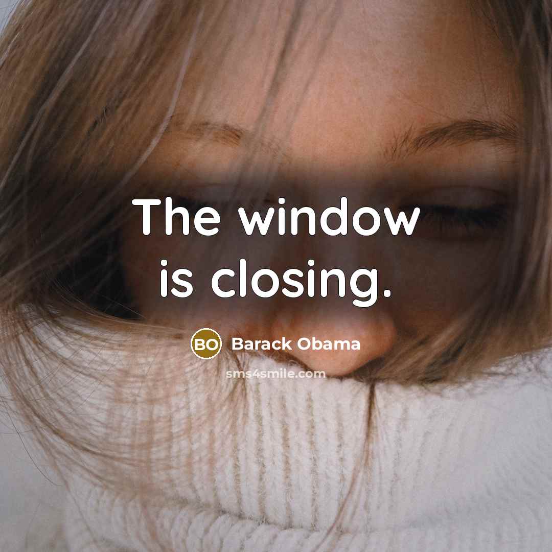 “The window is closing.…” quote by Barack Obama