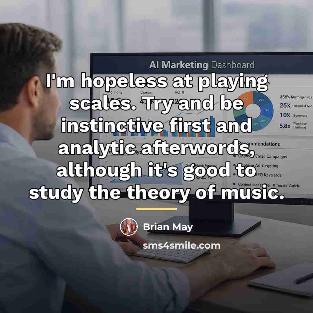 “I'm hopeless at playing scales. Try and be instinctive first…” quote by Brian May