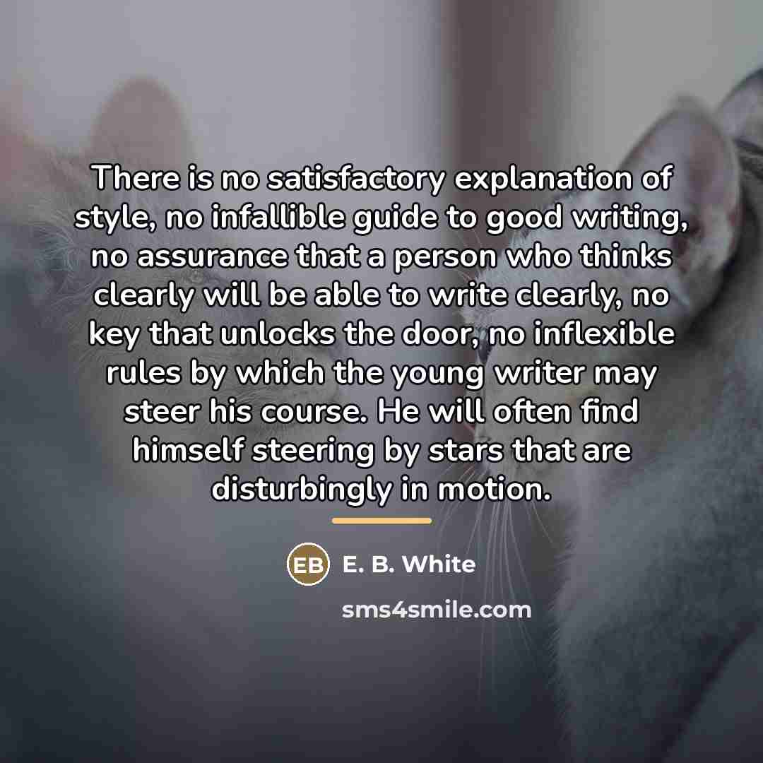 “There is no satisfactory explanation of style, no infallible guide…” quote by E. B. White
