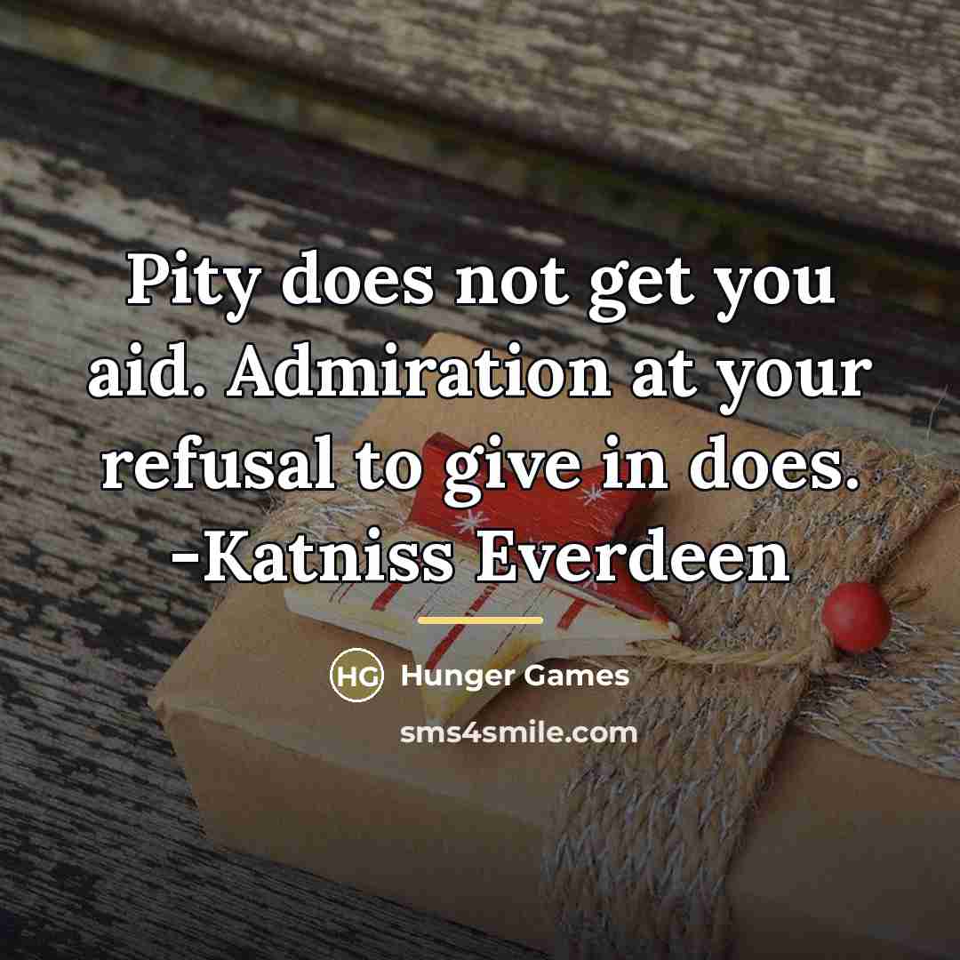 “Pity does not get you aid. Admiration at your refusal…” quote by Hunger Games