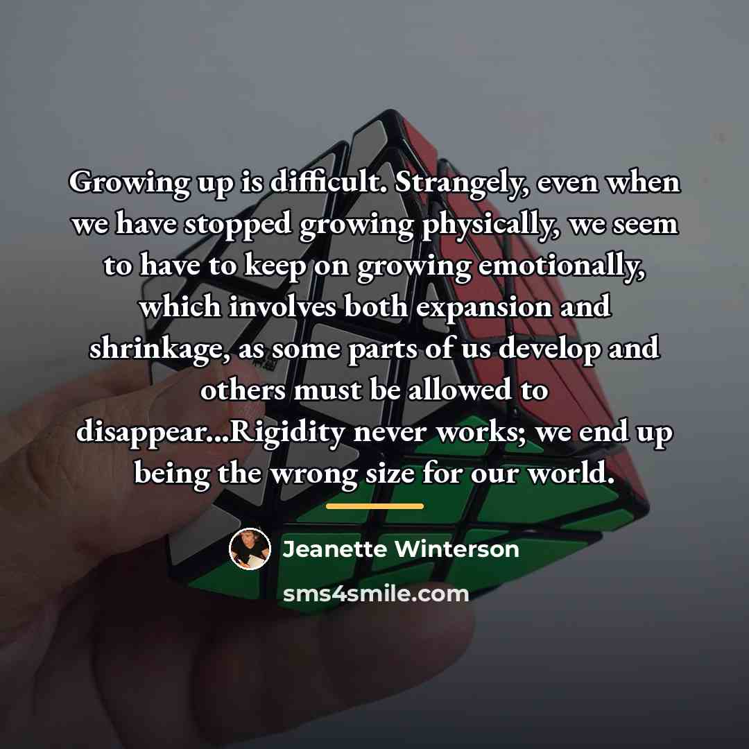 “Growing up is difficult. Strangely, even when we have stopped…” quote by Jeanette Winterson
