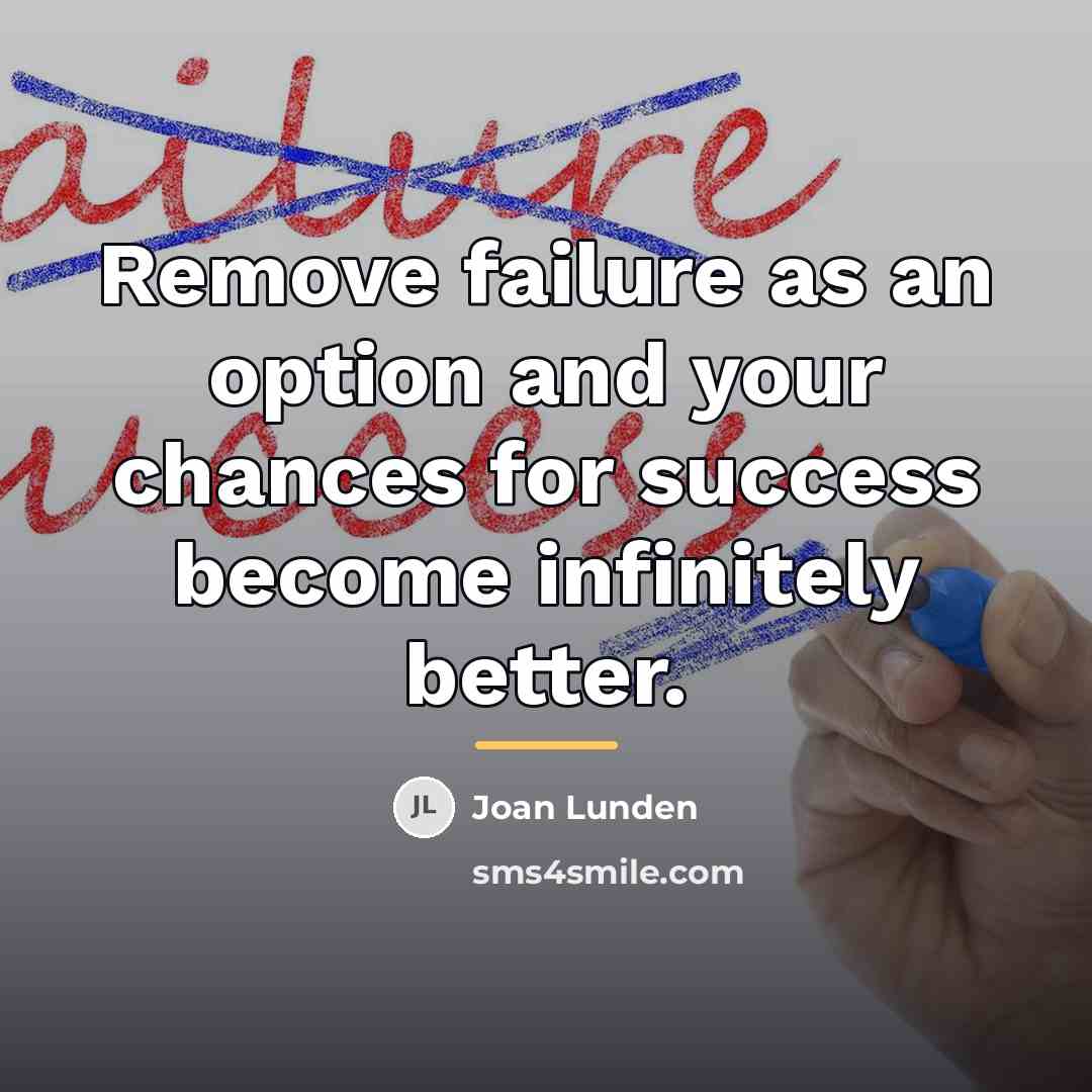 “Remove failure as an option and your chances for success…” quote by Joan Lunden