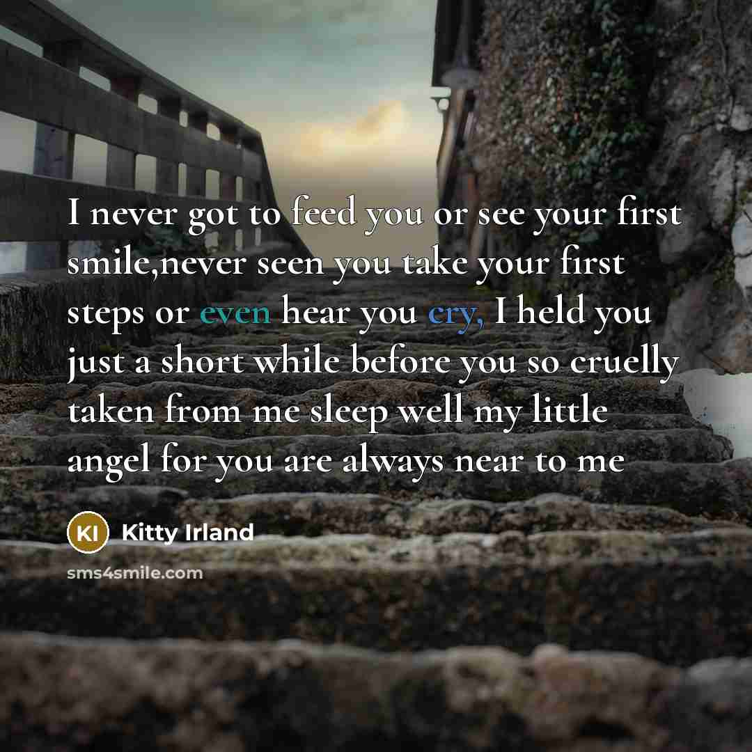 “I never got to feed you or see your first…” quote by Kitty Irland