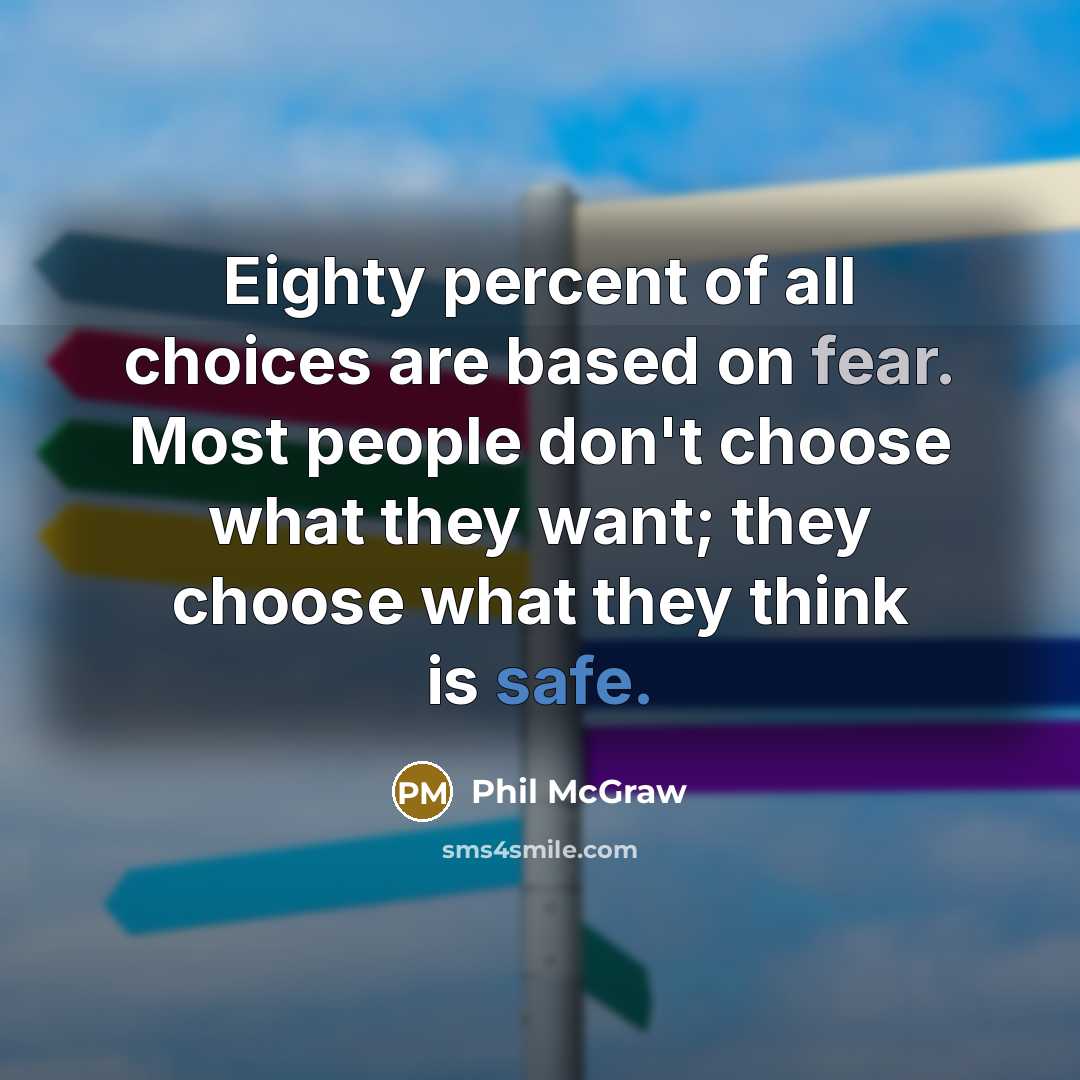 “Eighty percent of all choices are based on fear. Most…” quote by Phil McGraw