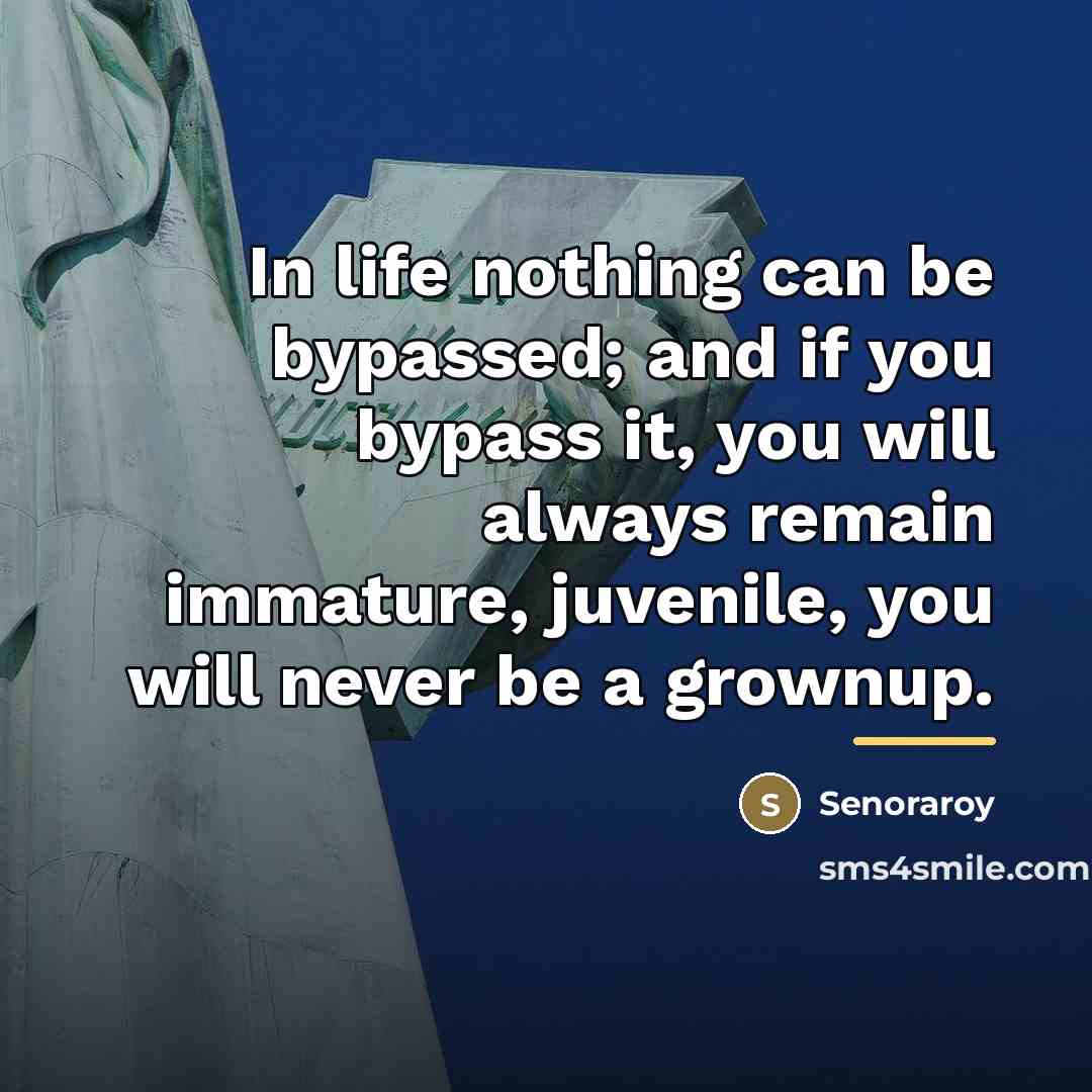 “In life nothing can be bypassed; and if you bypass…” quote by Senoraroy
