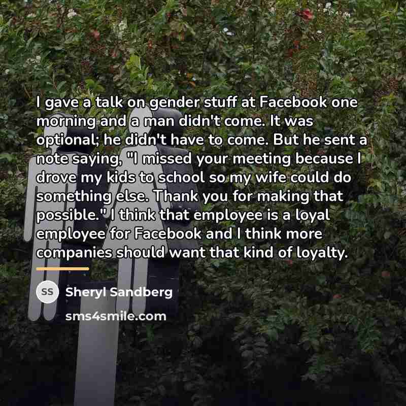 “I gave a talk on gender stuff at Facebook one…” quote by Sheryl Sandberg