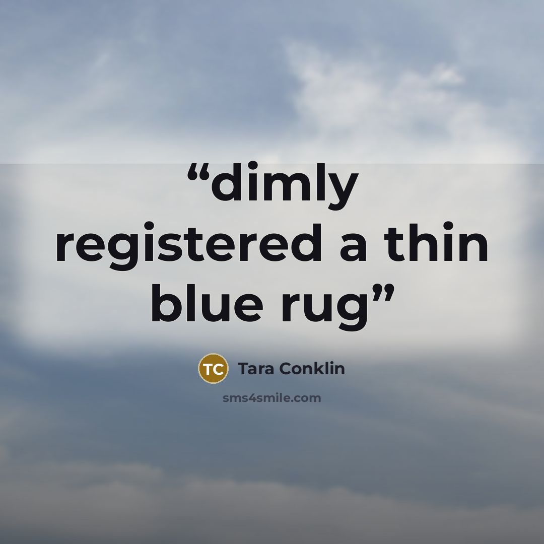 “dimly registered a thin blue rug” quote by Tara Conklin