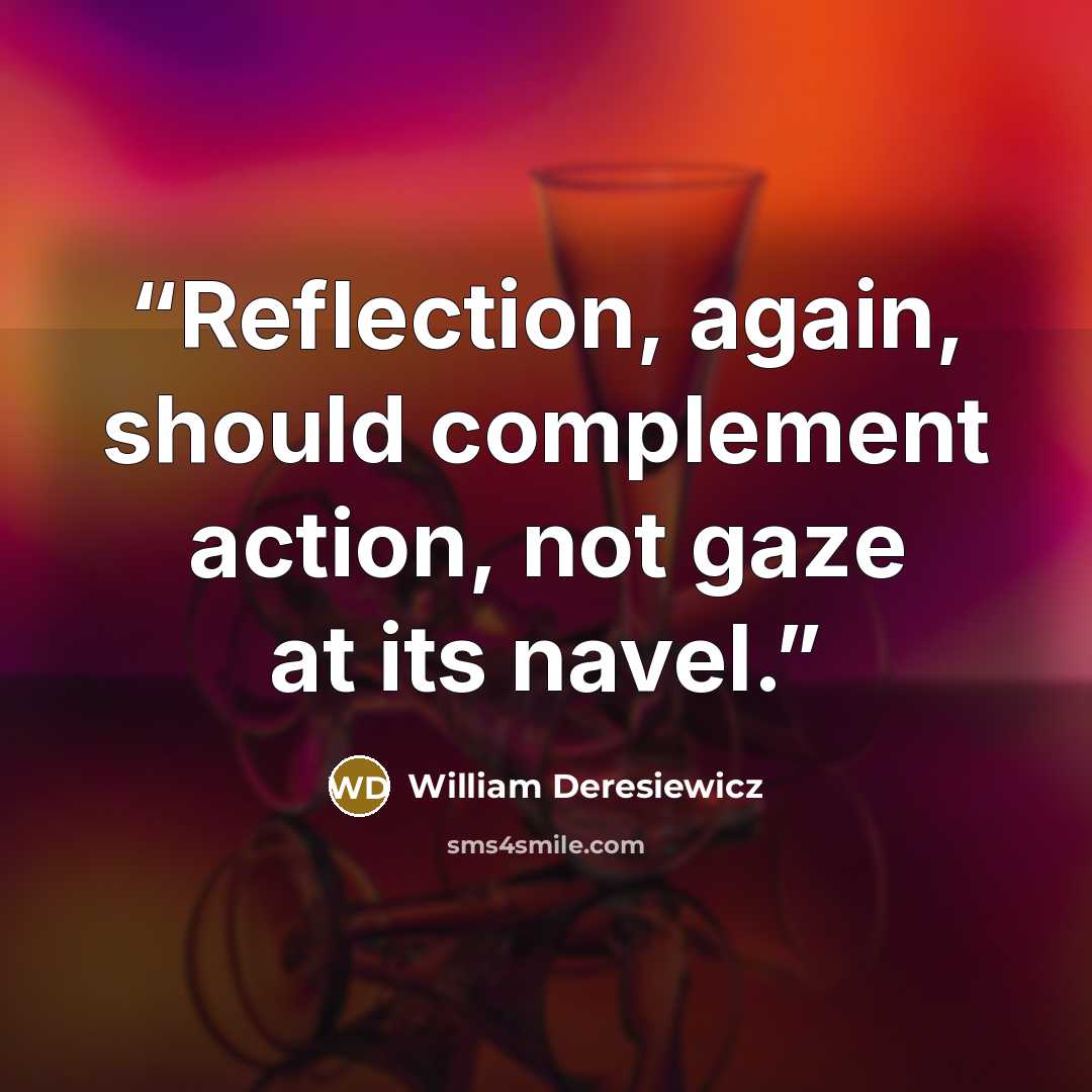 “Reflection, again, should complement action, not gaze at its navel.” quote by William Deresiewicz