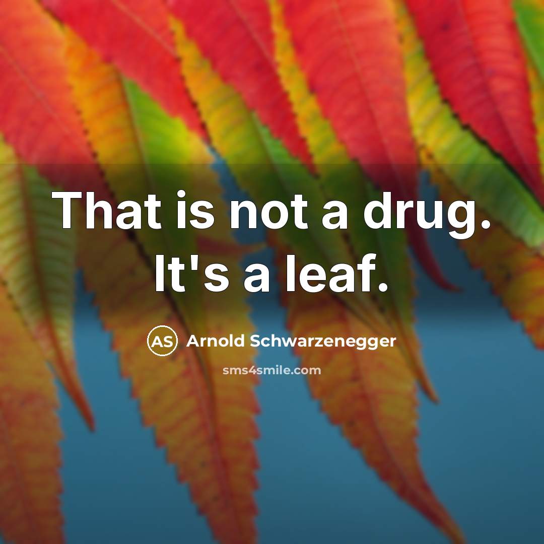 “That is not a drug. It's a leaf.…” quote by Arnold Schwarzenegger