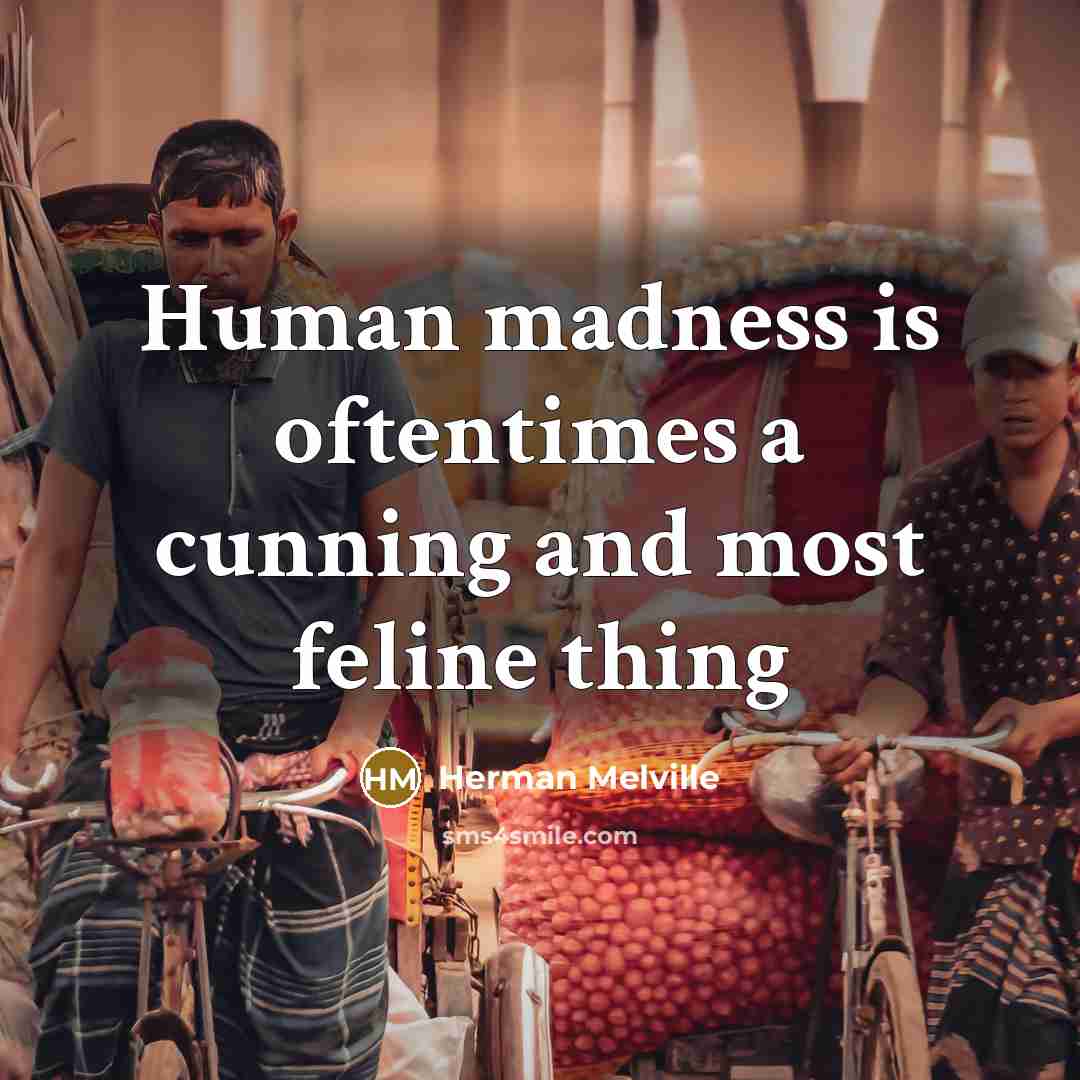 “Human madness is oftentimes a cunning and most feline thing…” quote by Herman Melville