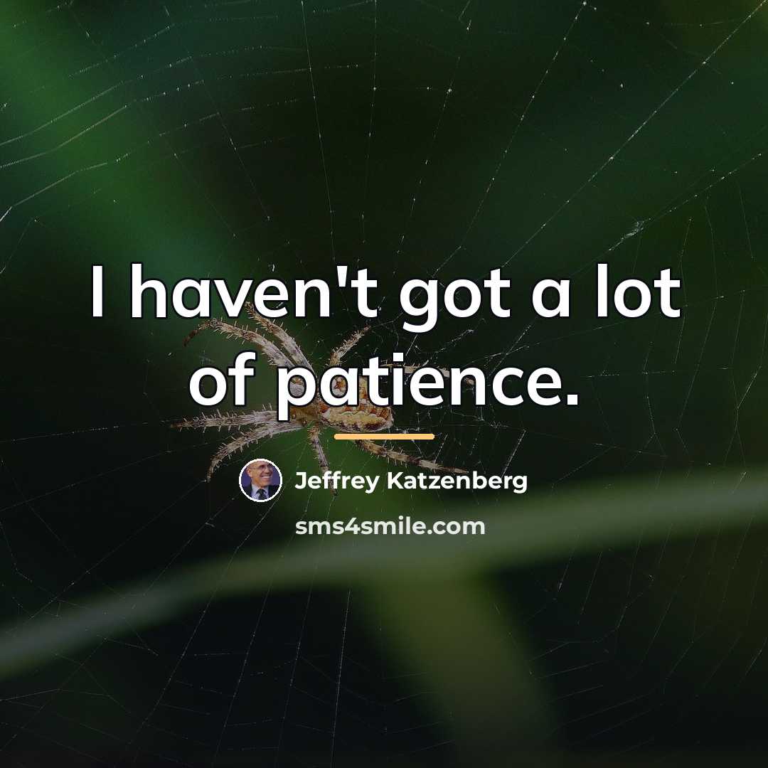 “I haven't got a lot of patience.…” quote by Jeffrey Katzenberg
