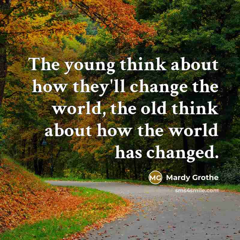 “The young think about how they'll change the world, the…” quote by Mardy Grothe