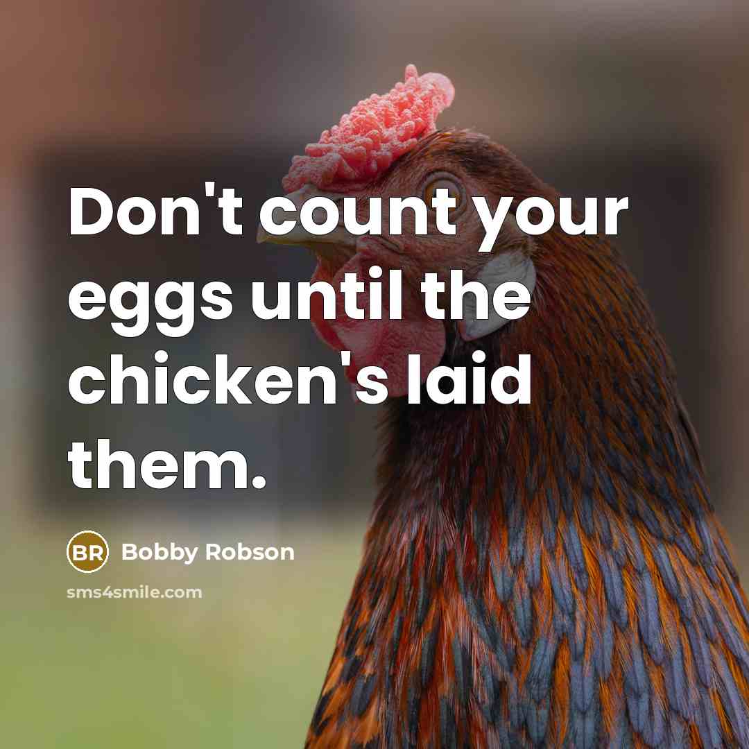 “Don't count your eggs until the chicken's laid them.” quote by Bobby Robson