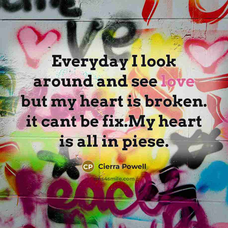 “Everyday I look around and see love but my heart…” quote by Cierra Powell