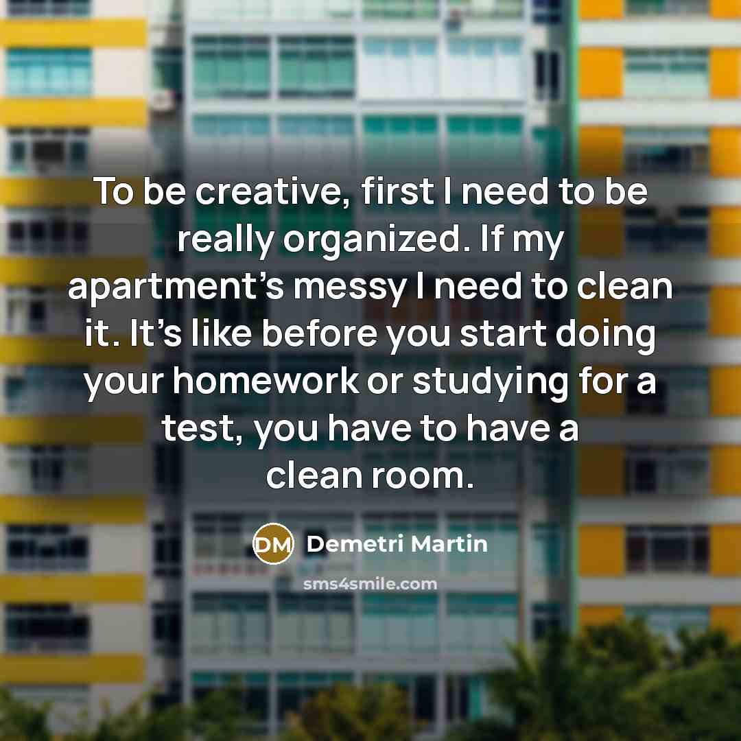 “To be creative, first I need to be really organized.…” quote by Demetri Martin