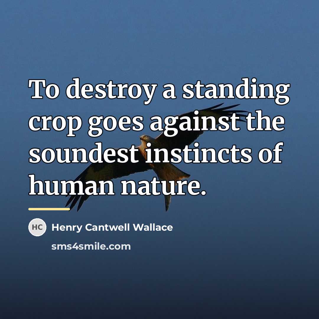 “To destroy a standing crop goes against the soundest instincts…” quote by Henry Cantwell Wallace