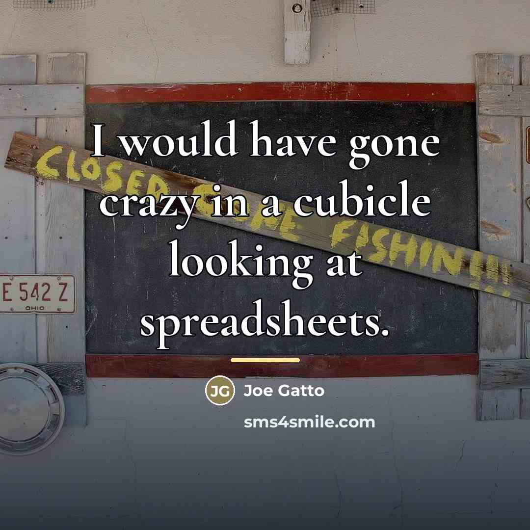 “I would have gone crazy in a cubicle looking at…” quote by Joe Gatto