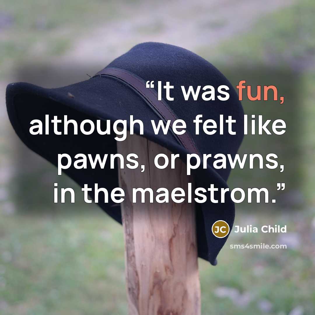 “It was fun, although we felt like pawns, or prawns, in the maelstrom.” quote by Julia Child