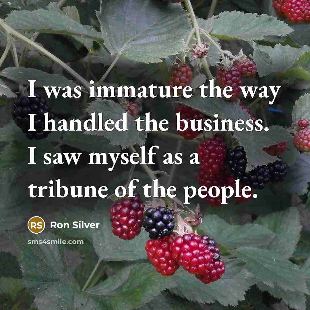 “I was immature the way I handled the business. I…” quote by Ron Silver