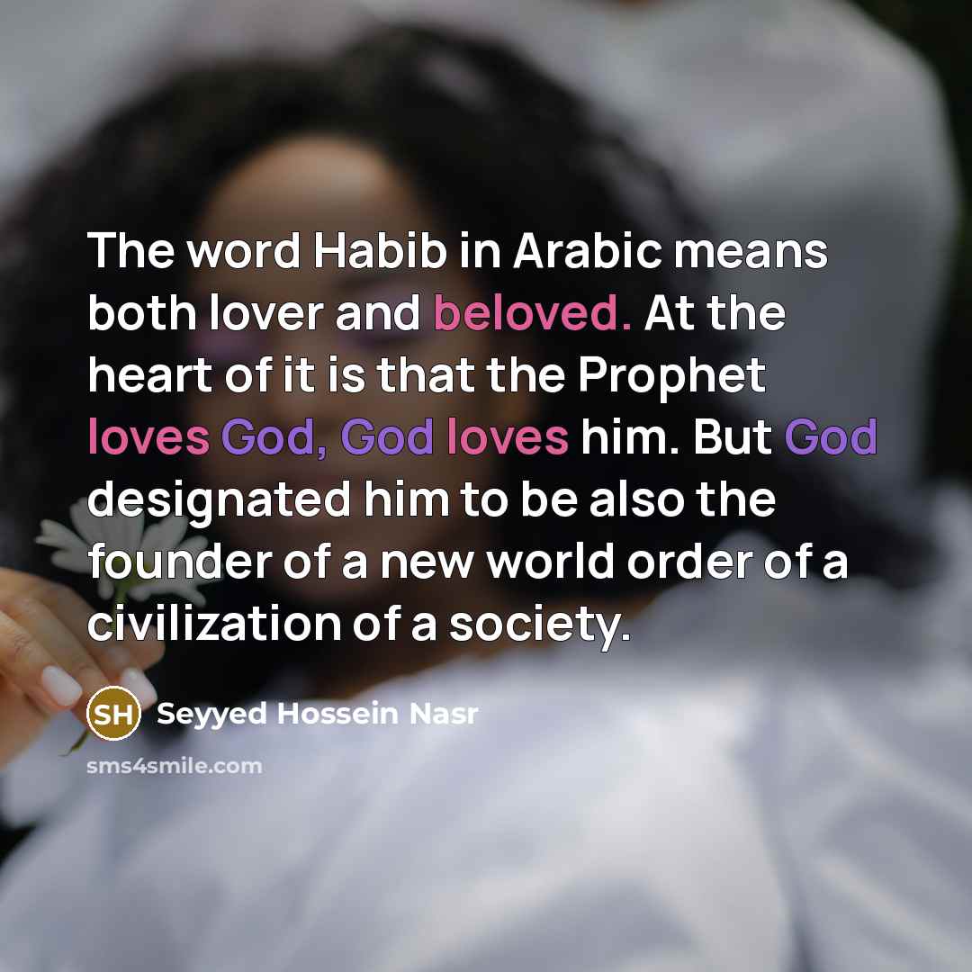 “The word Habib in Arabic means both lover and beloved.…” quote by Seyyed Hossein Nasr