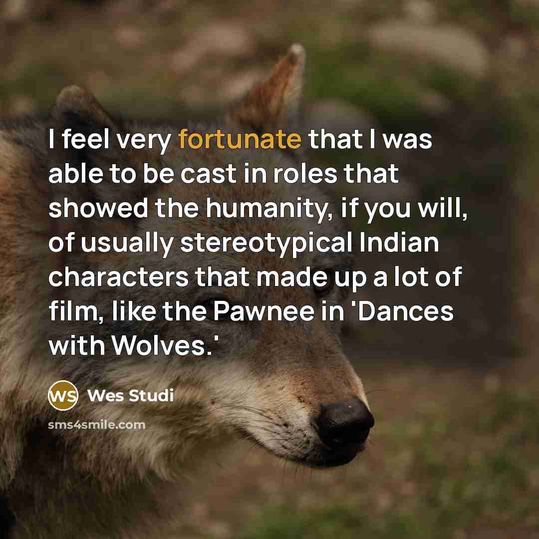 “I feel very fortunate that I was able to be…” quote by Wes Studi