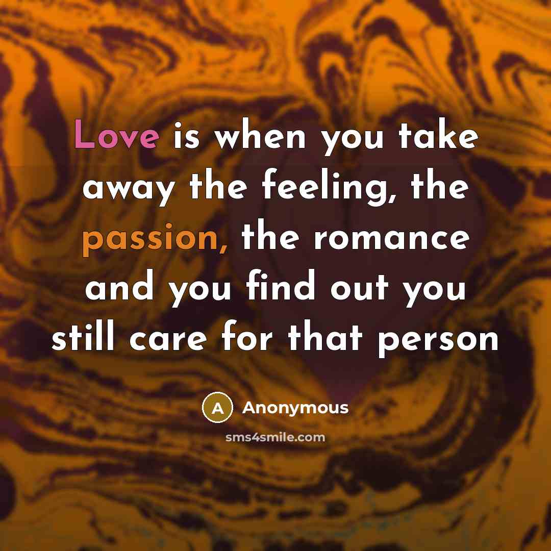 “Love is when you take away the feeling, the passion,…” quote by Anonymous