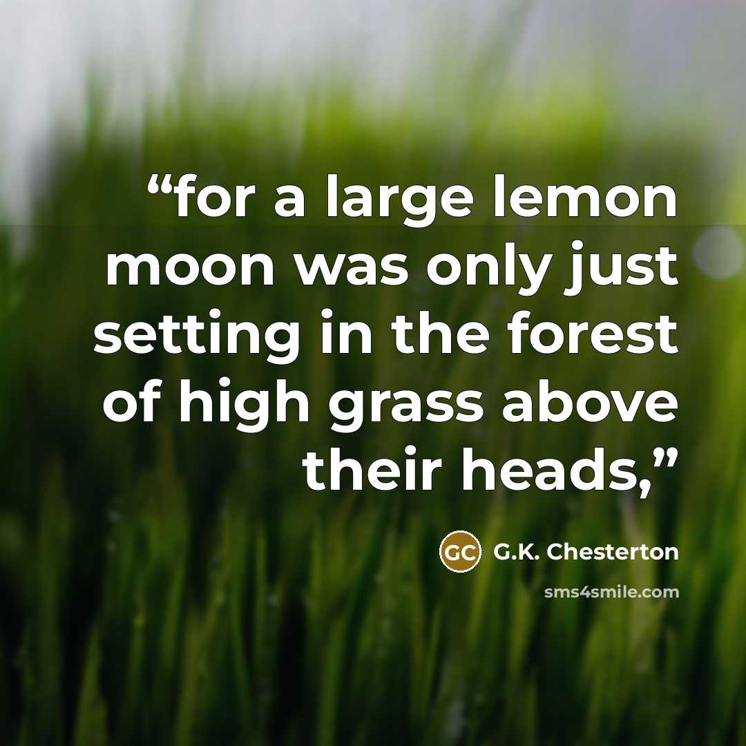 “for a large lemon moon was only just setting in the forest of high grass above their heads,” quote by G.K. Chesterton