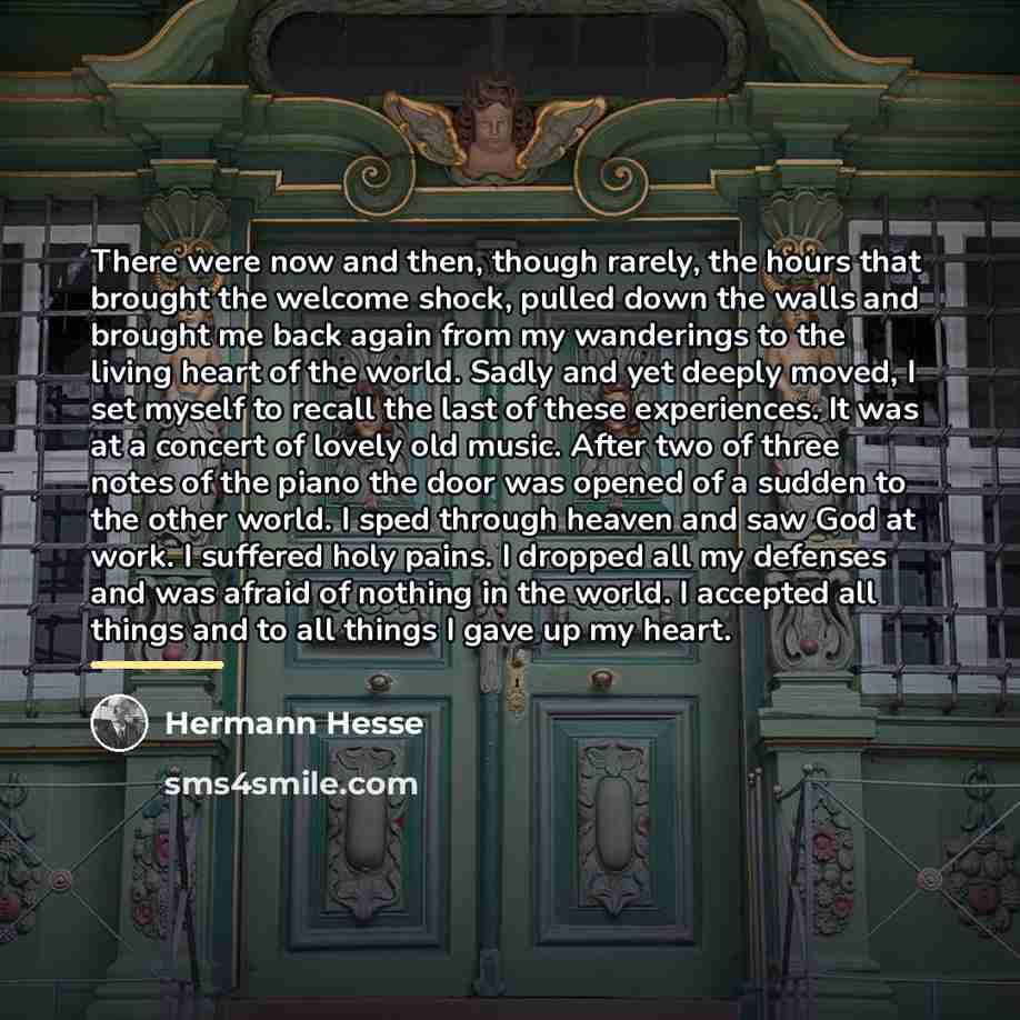 “There were now and then, though rarely, the hours that…” quote by Hermann Hesse