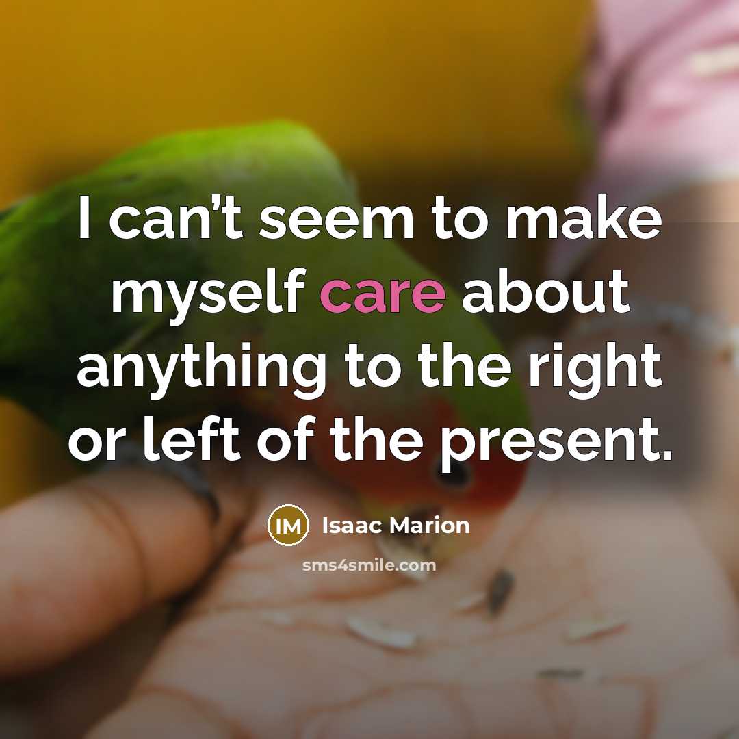 “I can’t seem to make myself care about anything to…” quote by Isaac Marion