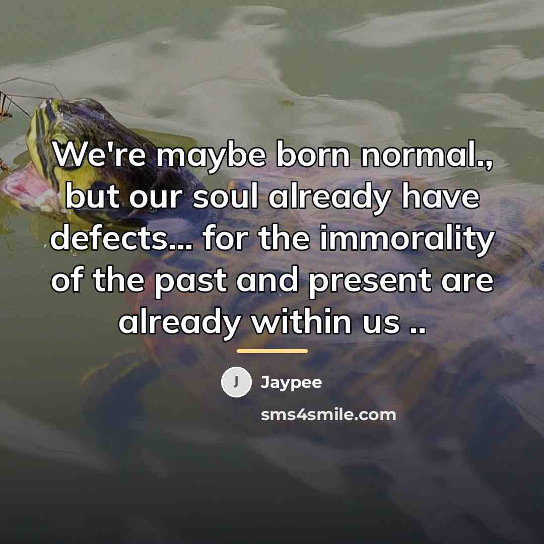“We're maybe born normal., but our soul already have defects...…” quote by Jaypee