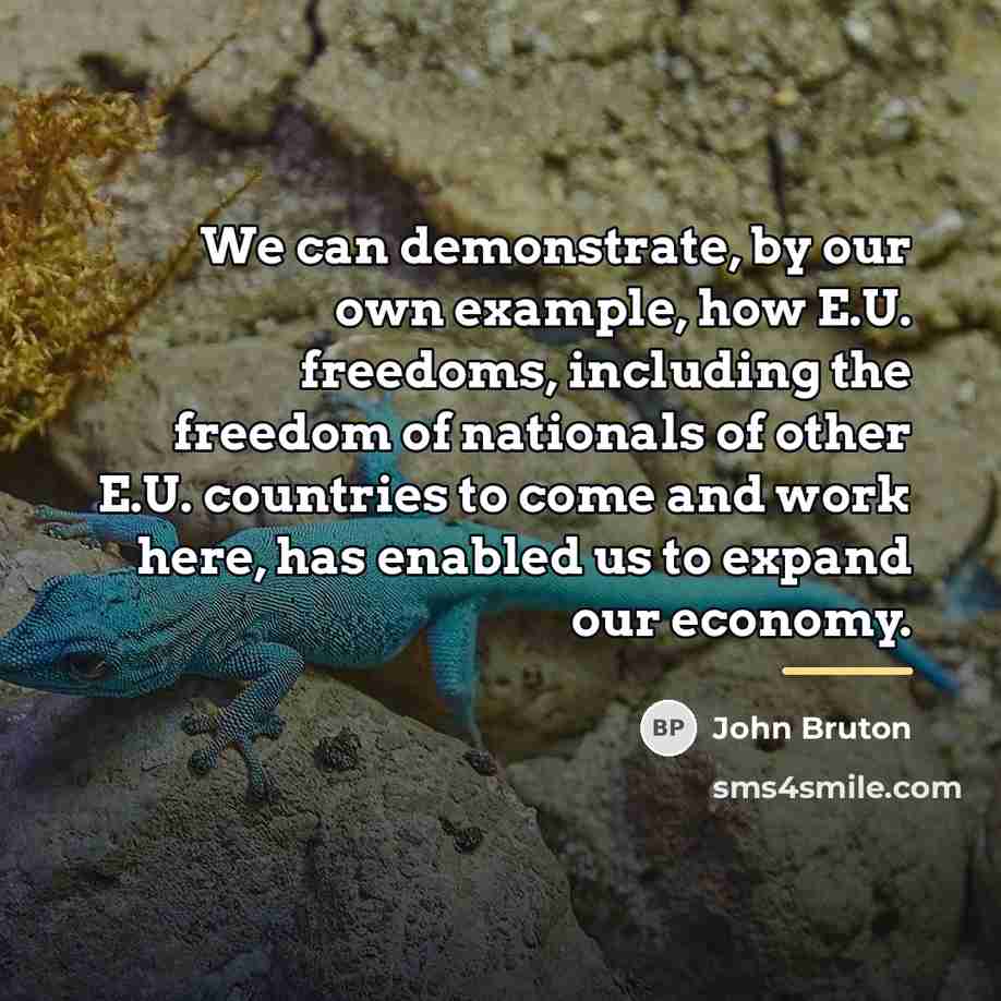 “We can demonstrate, by our own example, how E.U. freedoms,…” quote by John Bruton