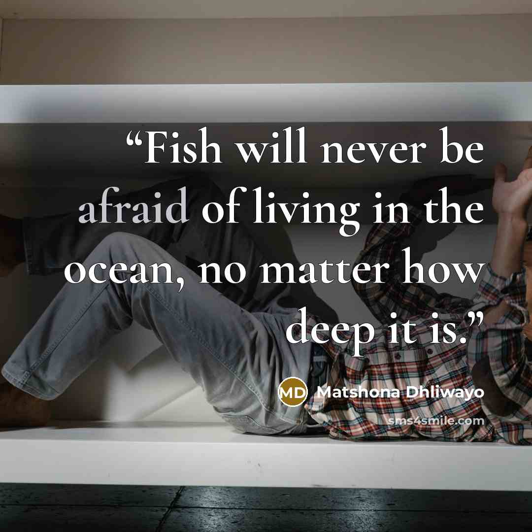 “Fish will never be afraid of living in the ocean, no matter how deep it is.” quote by Matshona Dhliwayo